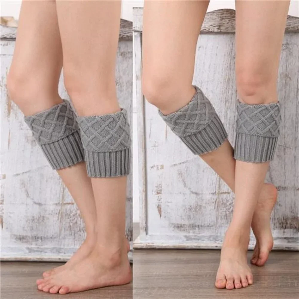 2 Pairs Women's Boot Cuffs Winter Short Cable Knit Leg Warmers Boot Socks Gifts